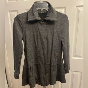 Per Se Gray Trench Coat with Flared Silhouette